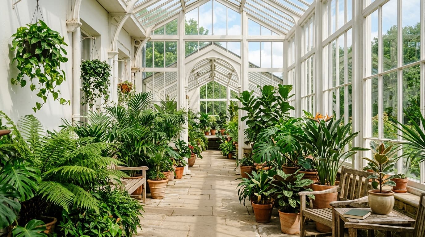 편안한 라운지와 식물이 있는 공간