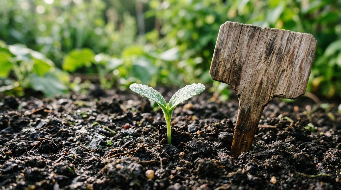 흙 속에서 돋아난 새싹, 시작과 근원을 상징하는 장면